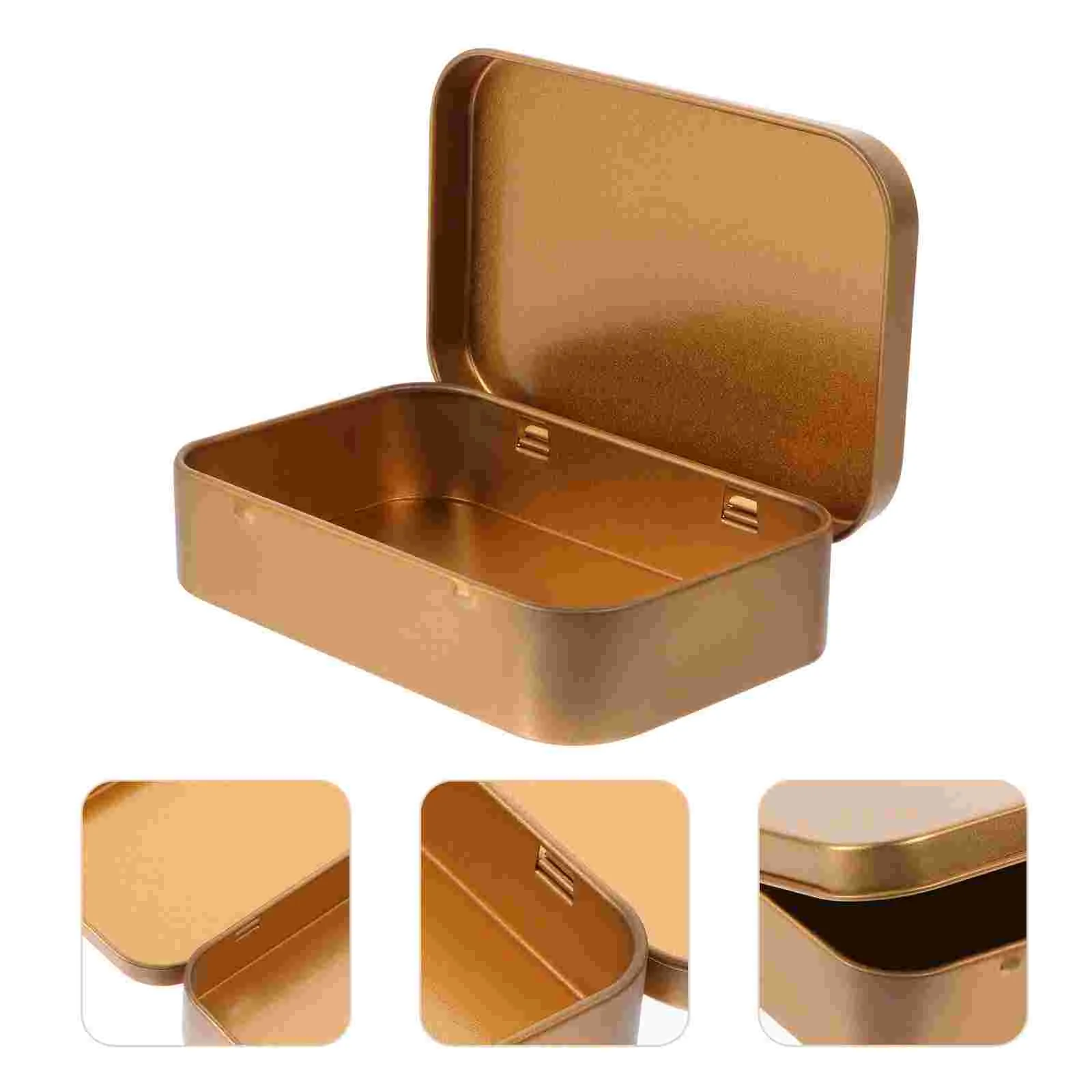 2 Pcs Tinplate Storage Box Containers Cans Travel Cases Tea Boxes Button Canisters Clamshell Square Sealed