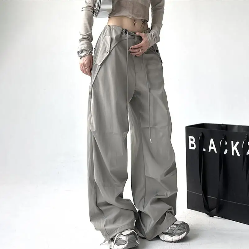 

Y2K Parachute Pants Women Spring Summer High Street Hip Hop Oversize Pockets Cargo Trousers Baggy Wide Leg Pants w959 ﻿