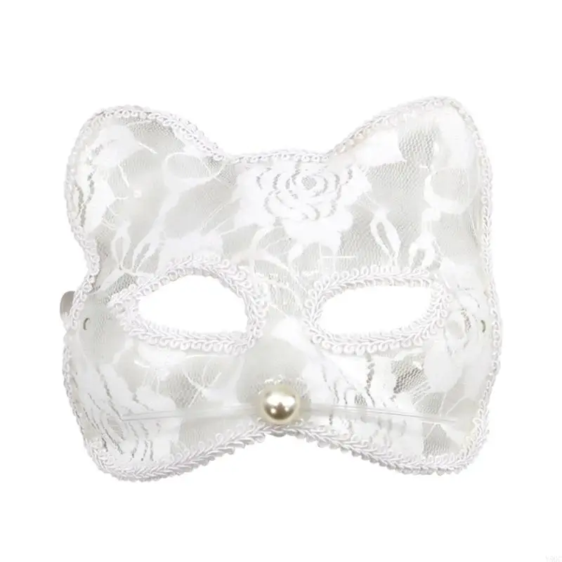 Y5GC Halloween Party Masks Black Lace Mask Masquerade Sexy Lace for Cat Face