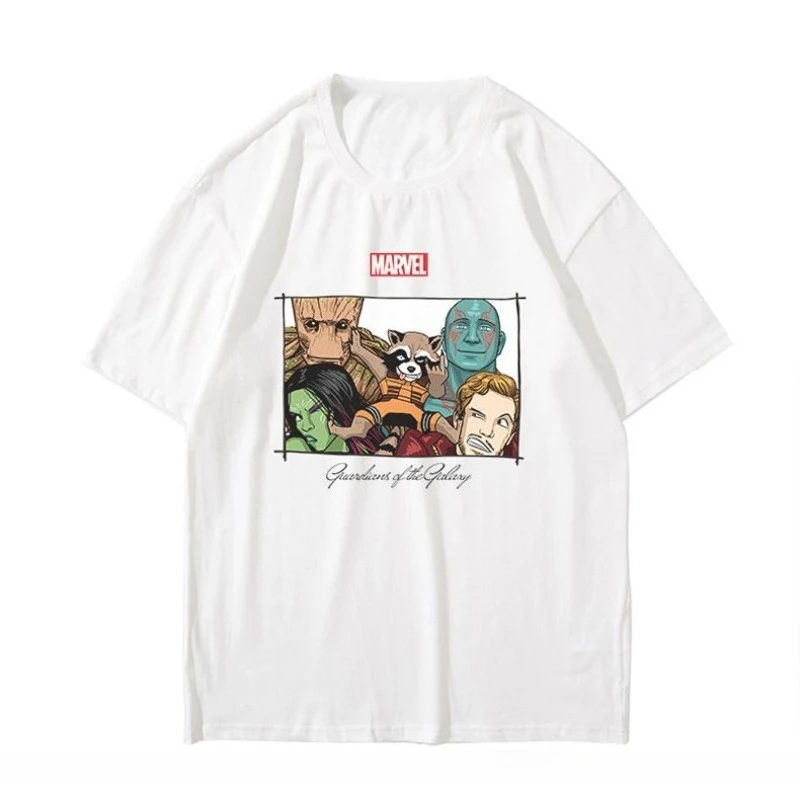 

Guardians of The Galaxy Cartoon Printed T-shirt Marvel Summer New Men's and Women's Plus Size Trendy Loose Casual Short Sleeved