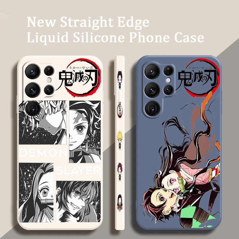 G Ghost Slaying Blade Anime Liquid Left Rope For Samsung Galaxy S24 S23 S22 S21 S20 FE S10 Ultra Plus Lite 5G Funda Phone Case