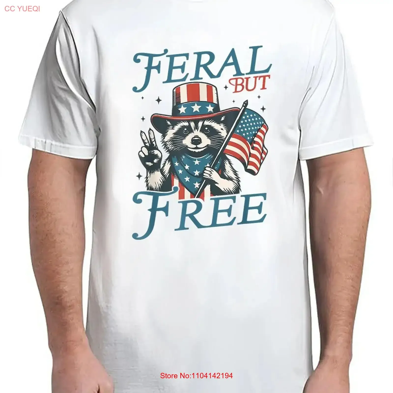 Feral But Free Funny Patriotic Raccoon Fourth 4th July For Adult S 4XL T Shirt vintage Washed fashion Slightly Breathable
