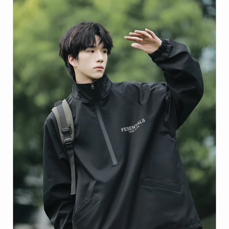 

Trendy Casual Workwear Jaet Men's Spring Autumn Loose Fit Zip Decorated Iron Free Treaent y Early Spring Outerwear