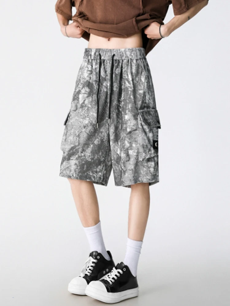 

Retro American Dyed Workwear Five-Point orts Men's Faion Versatile Summer Thin orts Boys Beach Flower Head Pants