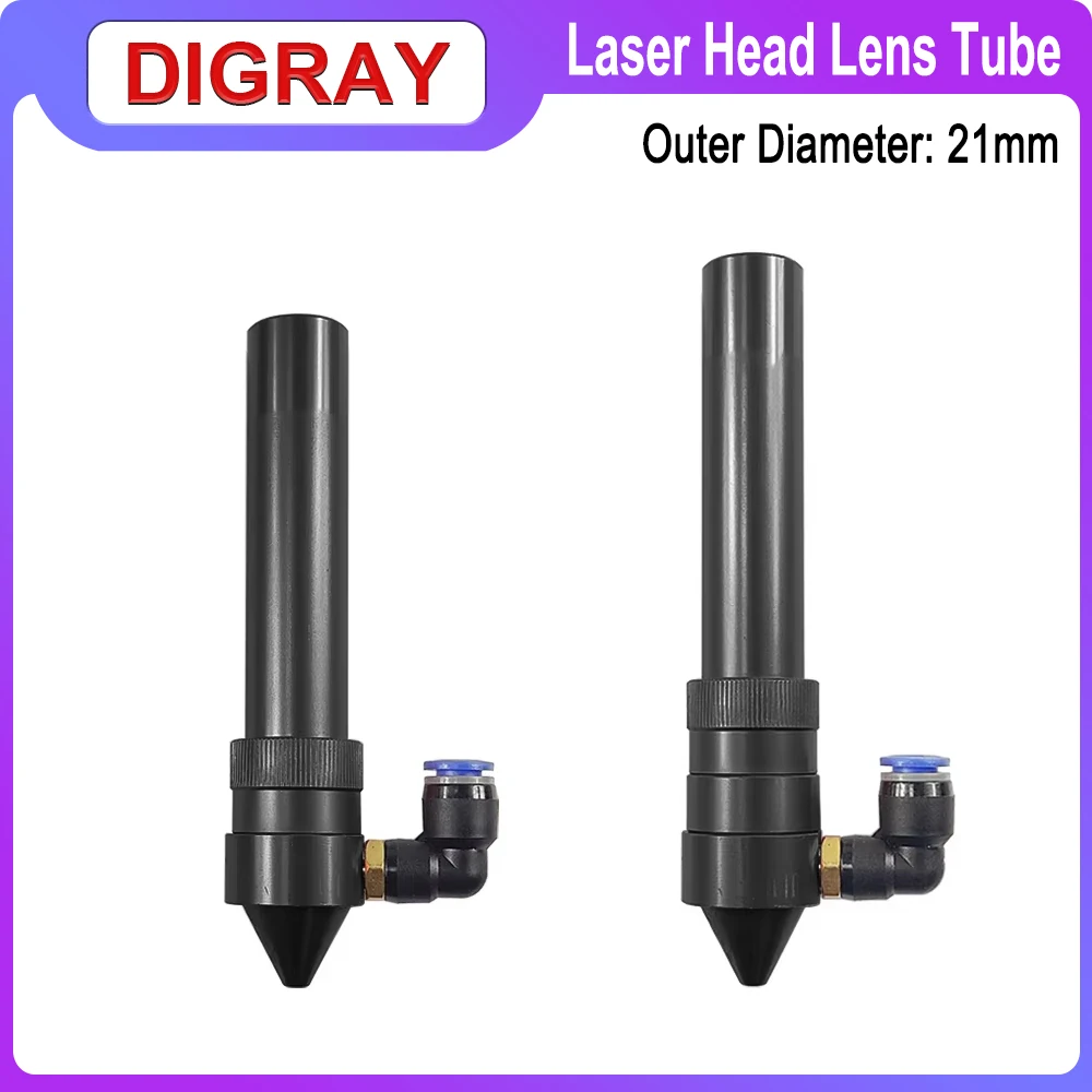 DIGRAY CO2 Laser Head Lens Tube Outer Diameter 21mm + Air Nozzle for Lens Dia.20 FL 50.8/63.5mm for CO2 Laser Cutting Machine