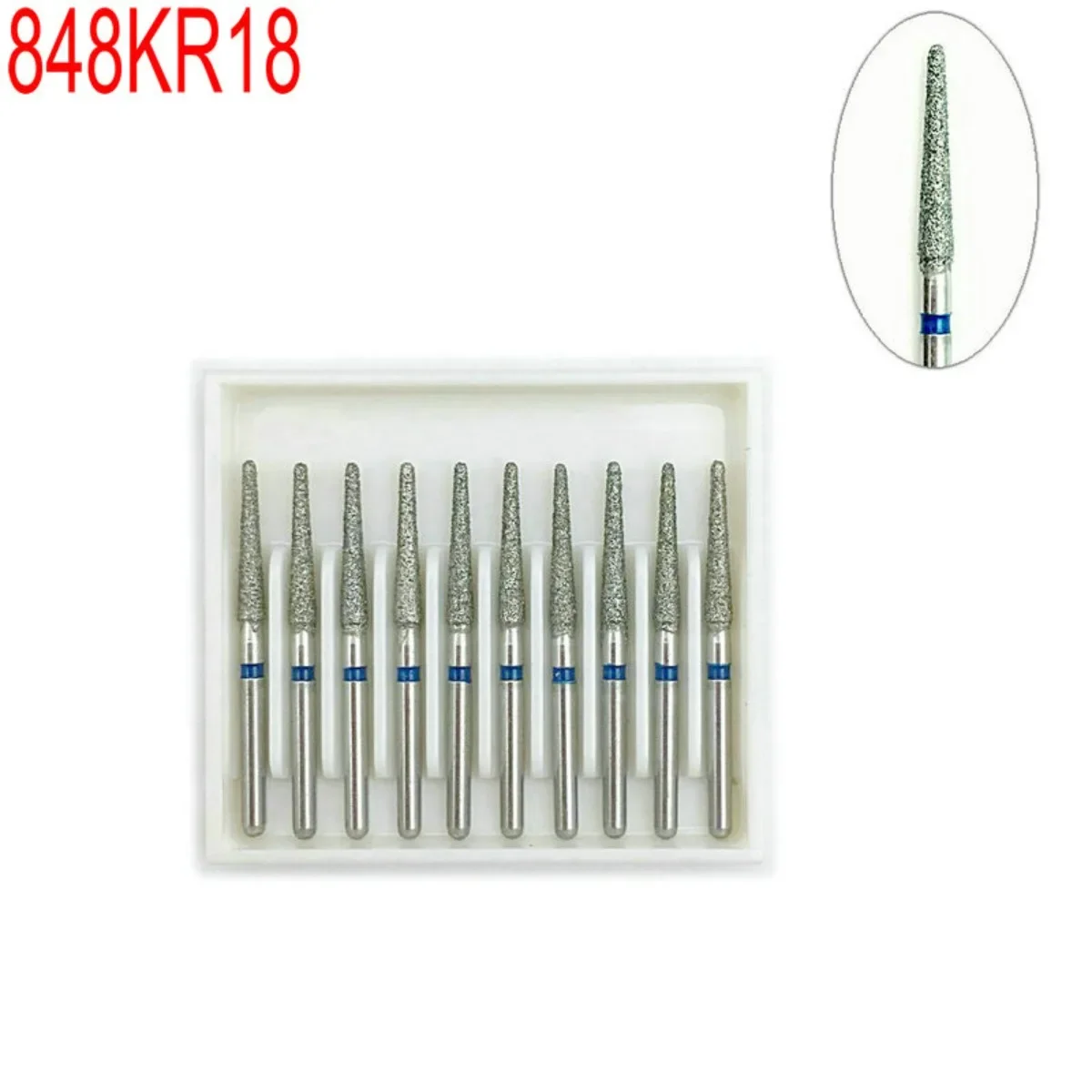 

10pcs/set Dental Diamond Burs Drills for High Speed Handpiece Handle Diameter 1.6mm Tools 848KR18