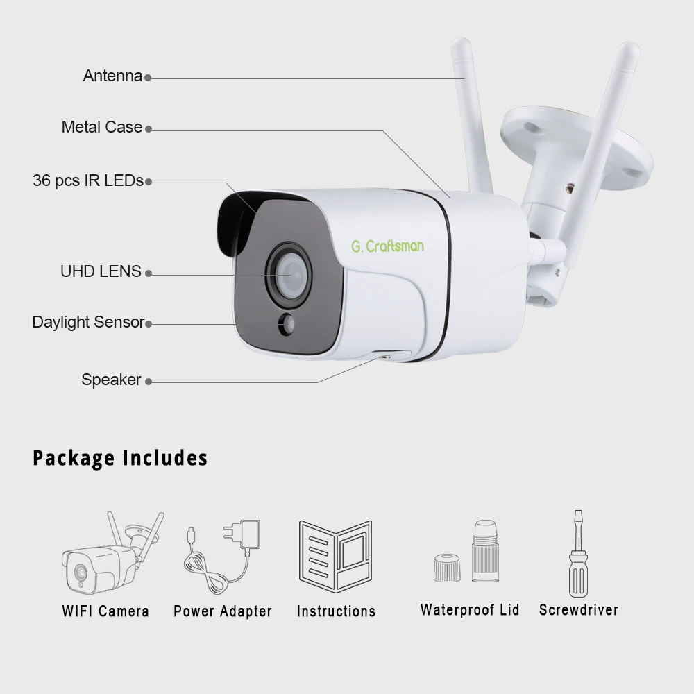 Imagem -06 - Câmera de Vídeo de Segurança sem Fio Slot para Cartão tf Vigilância Camhi sem Slot para Cartão sd Wifi hd 5mp Áudio ru g. Artesão