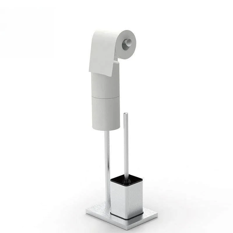 Suitable for Bathroom Floor-to-ceiling Tissue Holder with Toilet Brush Stainless Steel Roll Holder Standing Toilet Paper Holder
