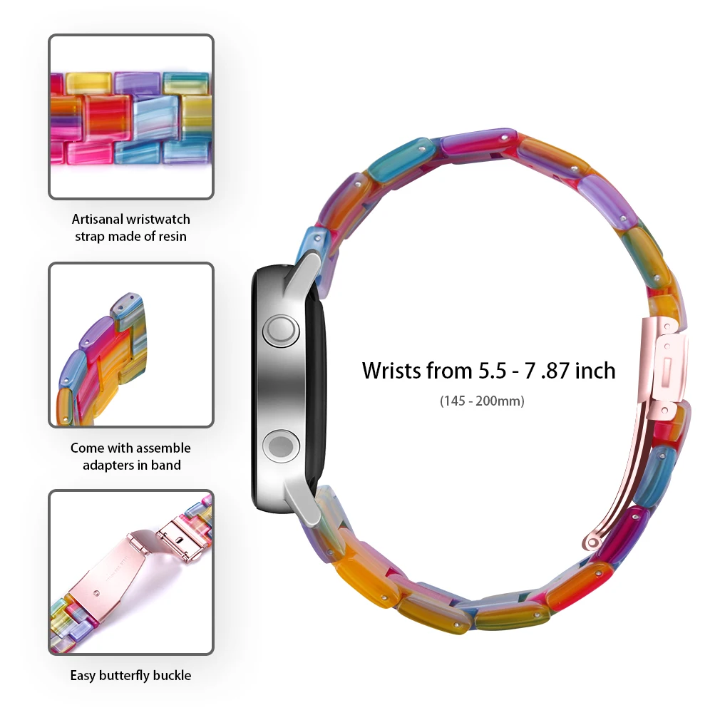 Resin Strap For Garmin Vivoactive 5 Venu 2 Plus Sq2 Vivomove HR Forerunner 645 245 55 Smart Watch Bands 20mm Watchbands Bracelet