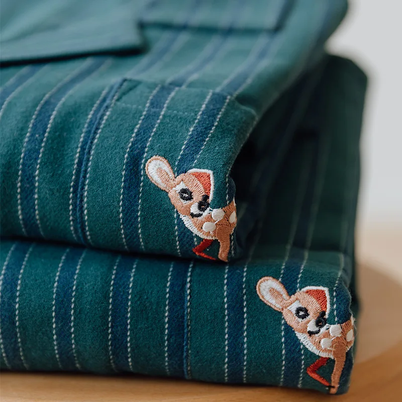 

Пижамы для пар из чистого хлопка и фланели, домашняя одежда для мужчин, весна-осень-зима, повседневный корейский стиль, с длинными рукавами и брюками