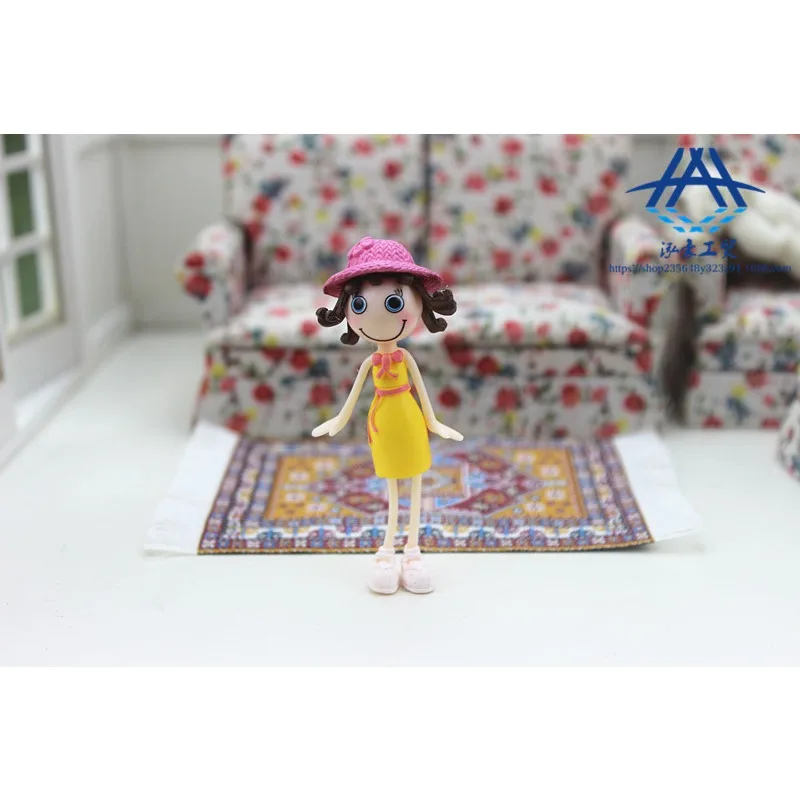1:12 ドールハウスアクセサリー帽子をかぶったかわいい人形アクションフィギュアミニチュアおもちゃシーン写真小道具漫画多色人形