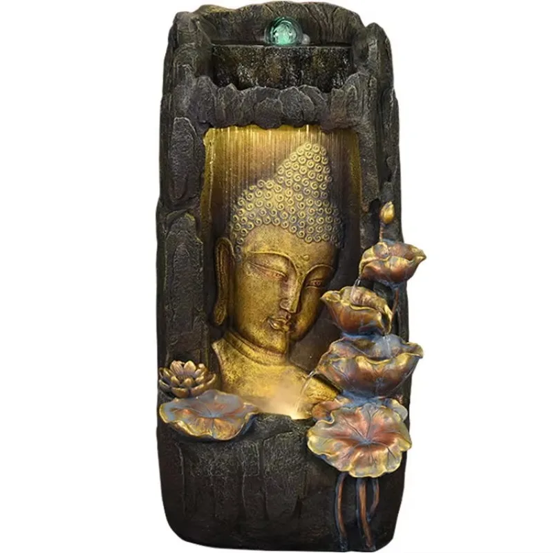 

Living room Feng Shui waterfall Resin indoor and outdoor Buddha head fountain, Buddha fountain