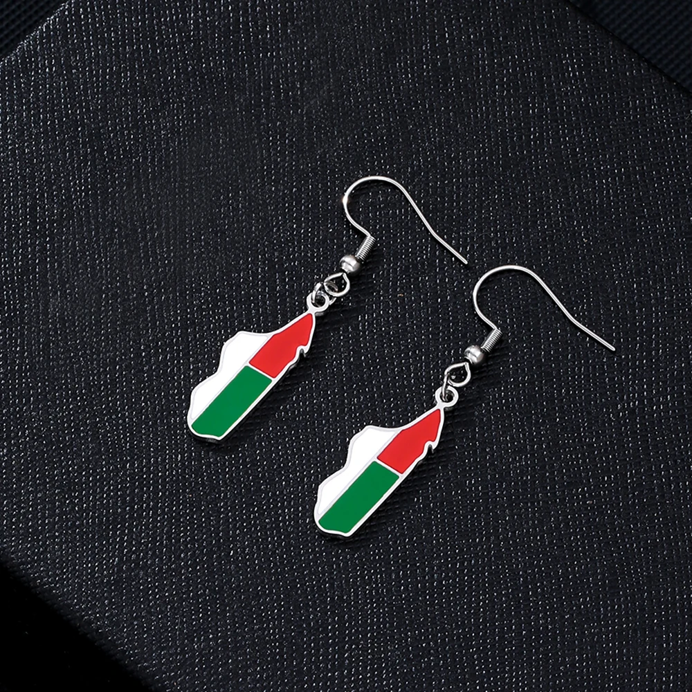 الفولاذ المقاوم للصدأ مدغشقر خريطة العلم أقراط موضة العرقية نمط استرخى أقراط للنساء السفر تحت عنوان المجوهرات