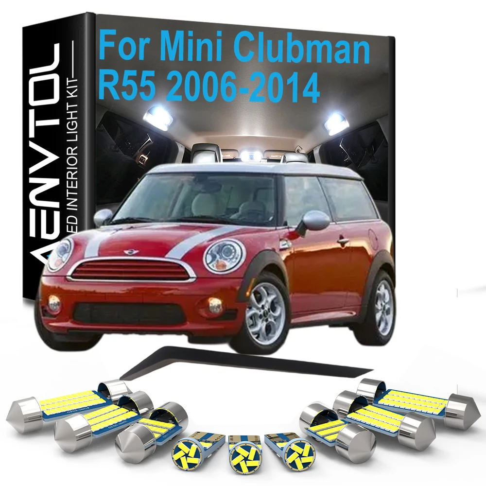 14Pcs Car Bulb Accessories For Mini R55 Clubman 2006- 2010 2011 2012 2013 2014 LED Interior Light Dome Map Trunk Lamp Kit