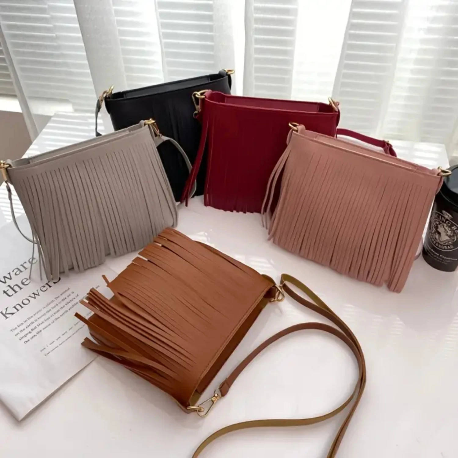 

Women's Tassel Design Crossbody Bag, Women's Small Shoulder Bag, Zipper Satchel Purse