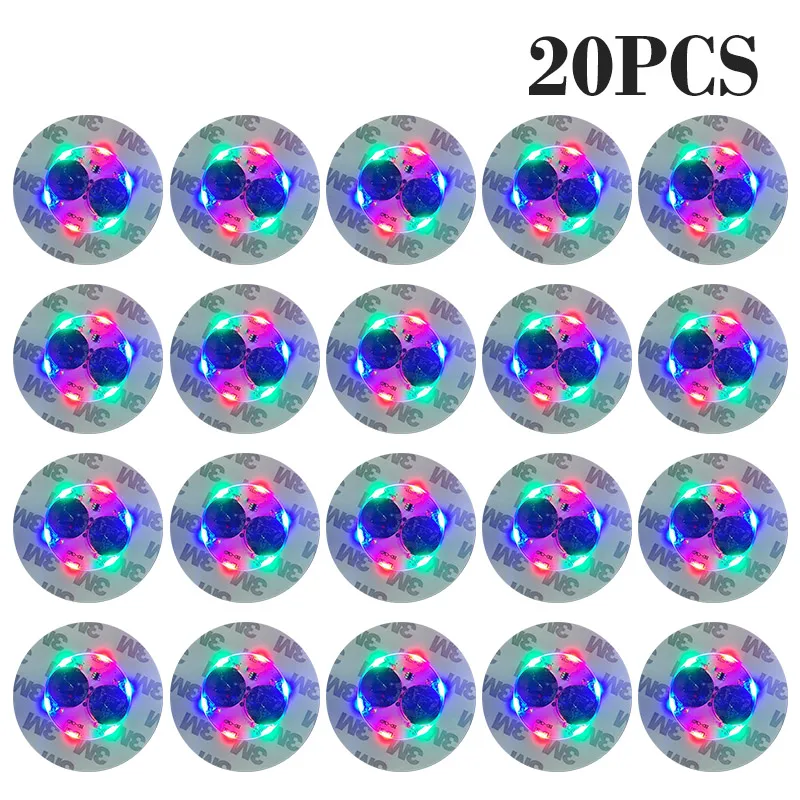 100 Stuks LED Servies Mat Cup Lichtgevende Sticker Kleurrijke Knipperende Fles Sticker Lichtgevende Coaster Kraam Bar Licht