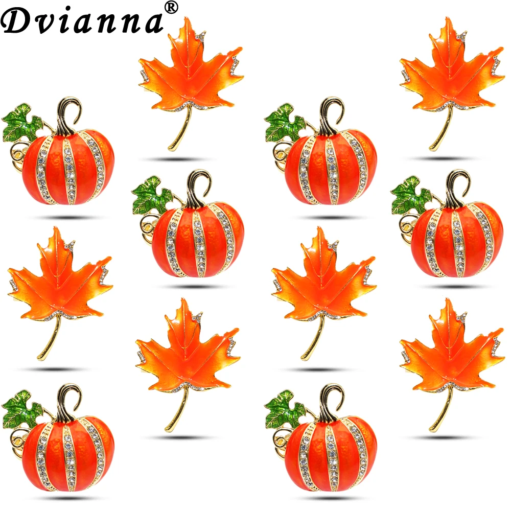 

12PCS Orange Maple Leaf & Pumpkin Napkin Rings Harvest Napkin Holder for Thanksgiving/Autumn Party, Fall Table Decor Accessories