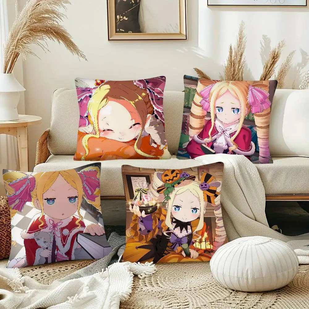 Cute Beatrice Cartoon Kawaii Anime Re Zero Pillow Case Fashion Square Pillowcase Bedroom Sofa Room Ins Decoration Leisure