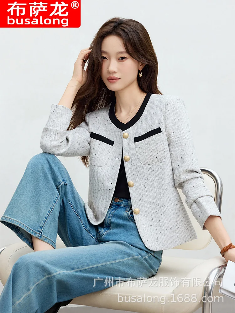 

2025New Stylish Fashion Suit Casual Women's Long Sleeve Professional Blazer Formal Women's Single Jacket Workwear8687