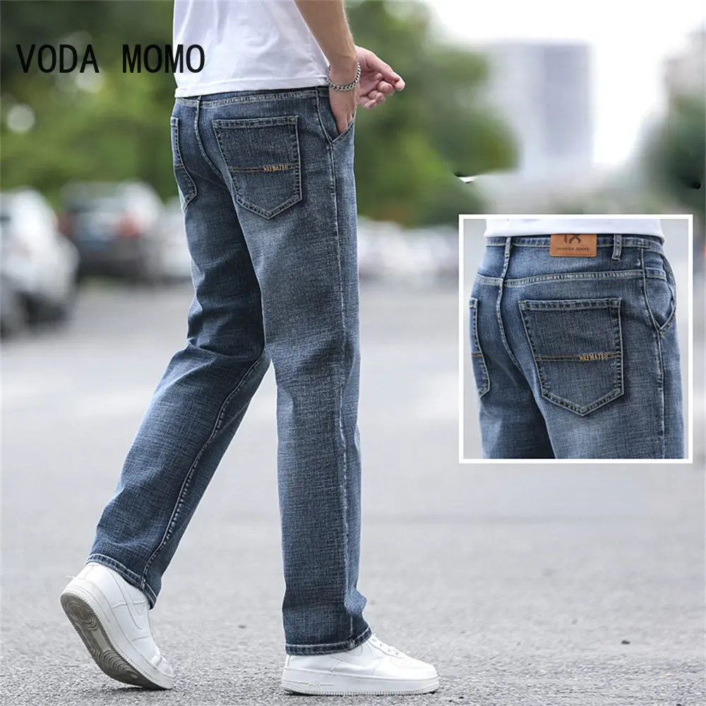 

2022 Men's Jeans Business Casual Stretch Mid Slim Jeans Classic Trousers Solid Denim Pants Men Size 28-40 Men Clothing