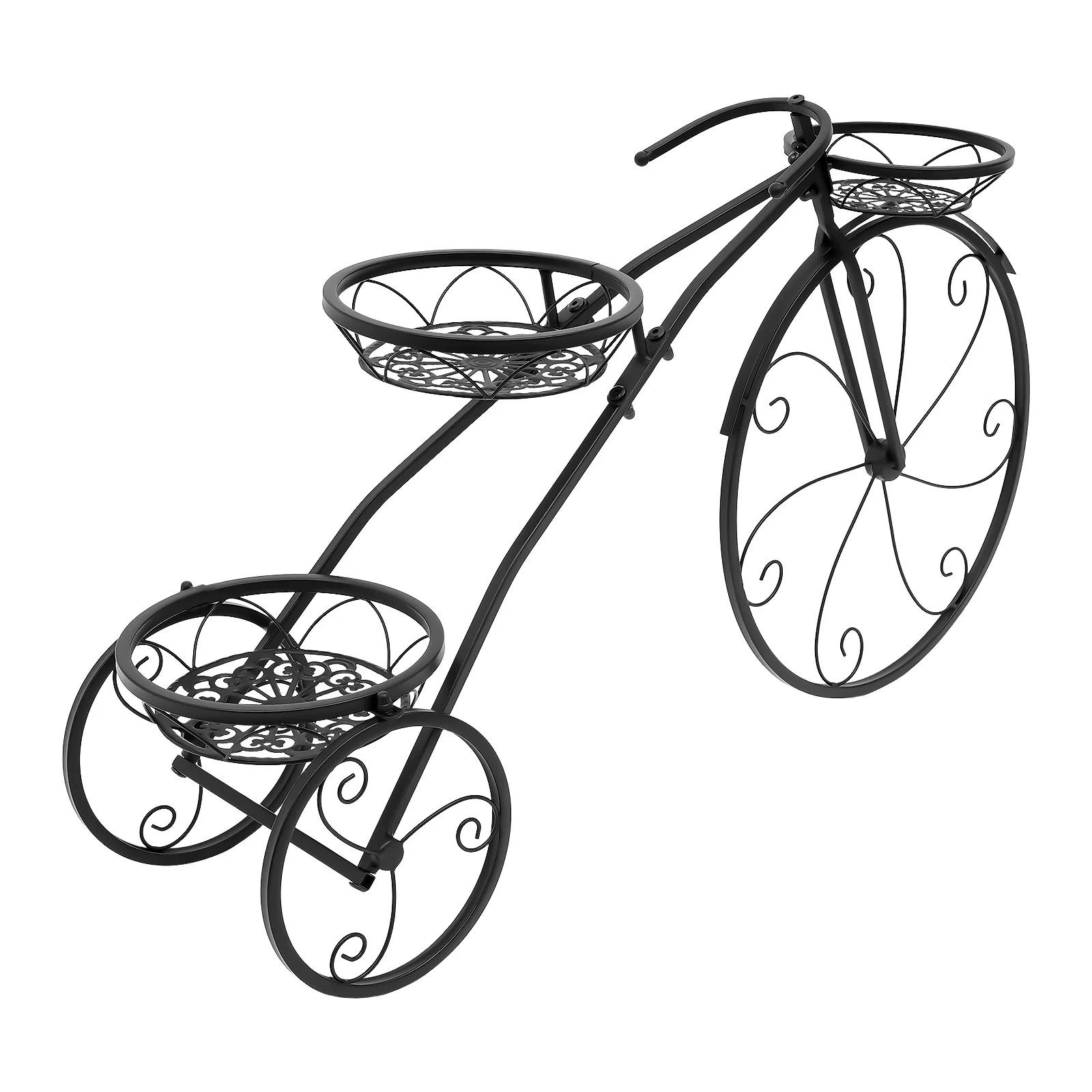 

32.28in x 9.45in x 20.07in 3 Pots Tricycle Plant Stand Flower Pot Cart Holder Flower Pot Stand Ideal for Home, Garden, Patio