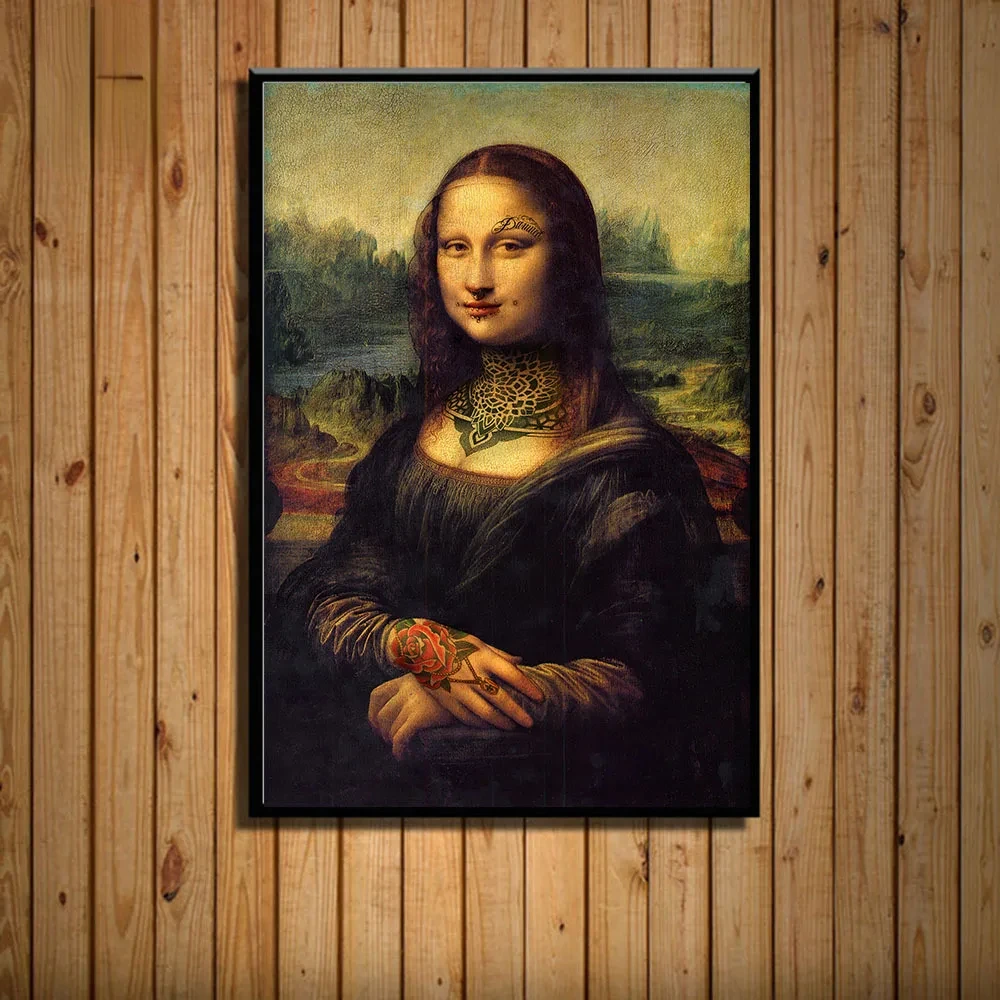 2024 Funny Art Mona Lisa Poster Canvas Living Room Bar or Hotel Decorative Painting Mural