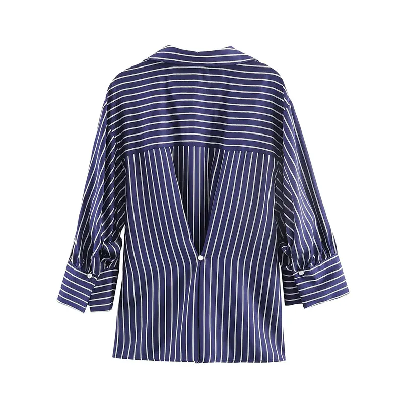 NLZGMSJ 2026 Spring Women Trendy Casual Striped Shirts Single Breasted Turn-down Collar Blouse New Fashion High Street Shirts