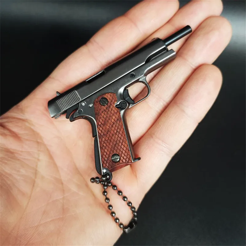 1:3 mango de madera maciza 1911 llavero de Metal modelo de pistola de juguete en miniatura de aleación de pistola colección de juguete colgante de regalo