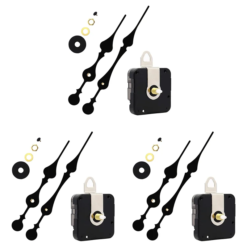 ABGG-3 Set 16Mm Quartz DIY Wall Clock Motor Kit Movement Mechanism Big Spade Clock Parts Repair Replacement Movement