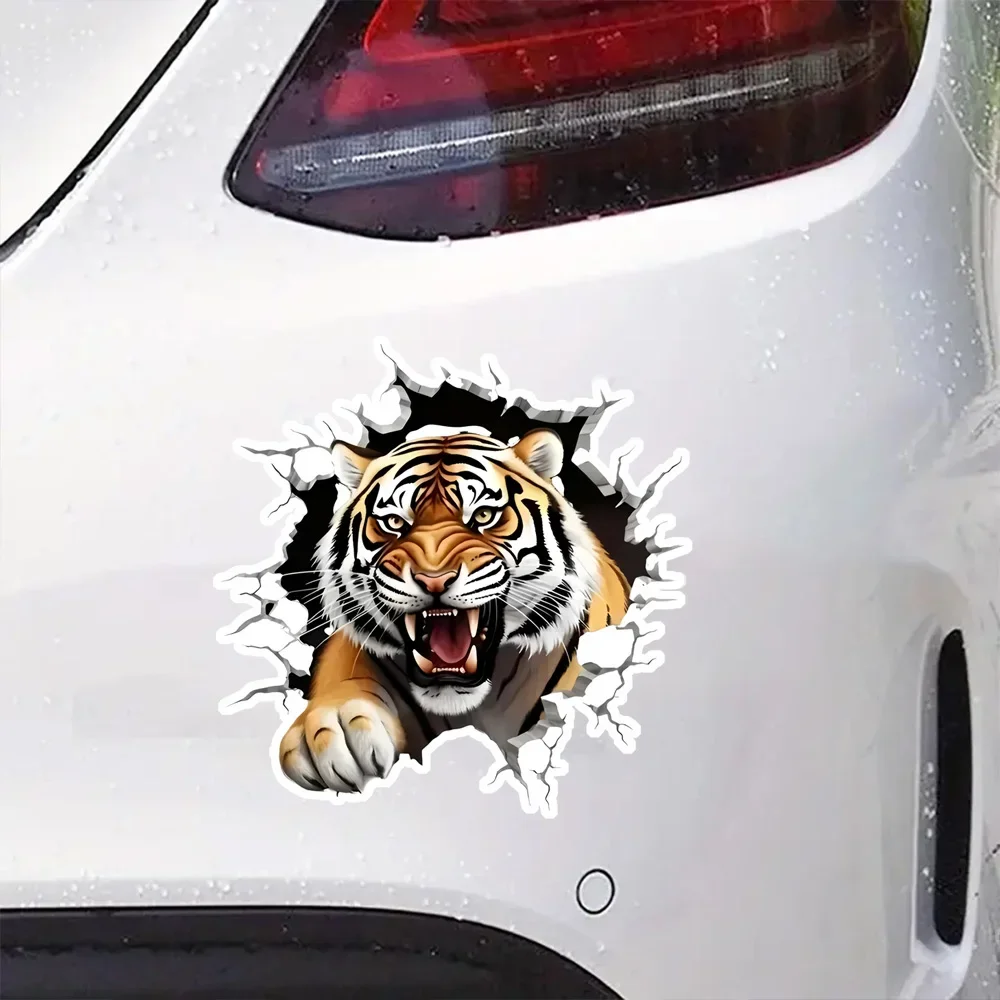 1PC Waterproof Tiger Break The Wall Vinyl Decal, 15x15cm for SUV Truck Exterior Body Personalized Car DIY Decor