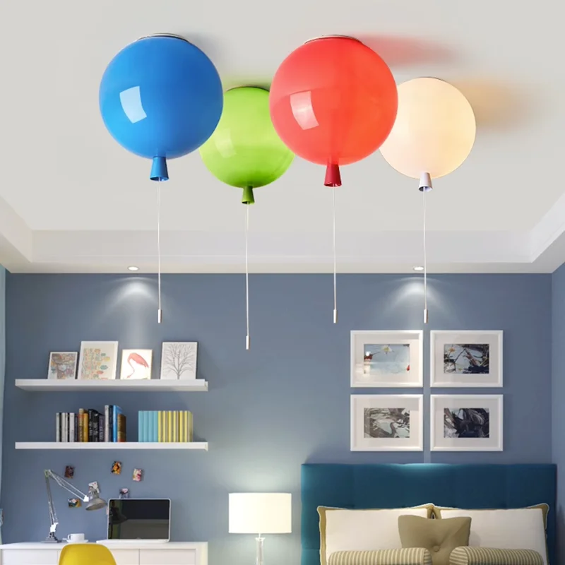 Imagem -02 - Luzes de Teto Balão Criativas para Quarto de Criança Material Pvc Superfície Polida Decoração do Quarto Infantil E27 com Interruptor