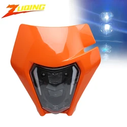 For KTM Headlight Plate Led Motorcycle EXC XC SX SXF XCF 2021 2022 Dirt Bike Universal 12V Headlights Motocross Enduro Headlamp
