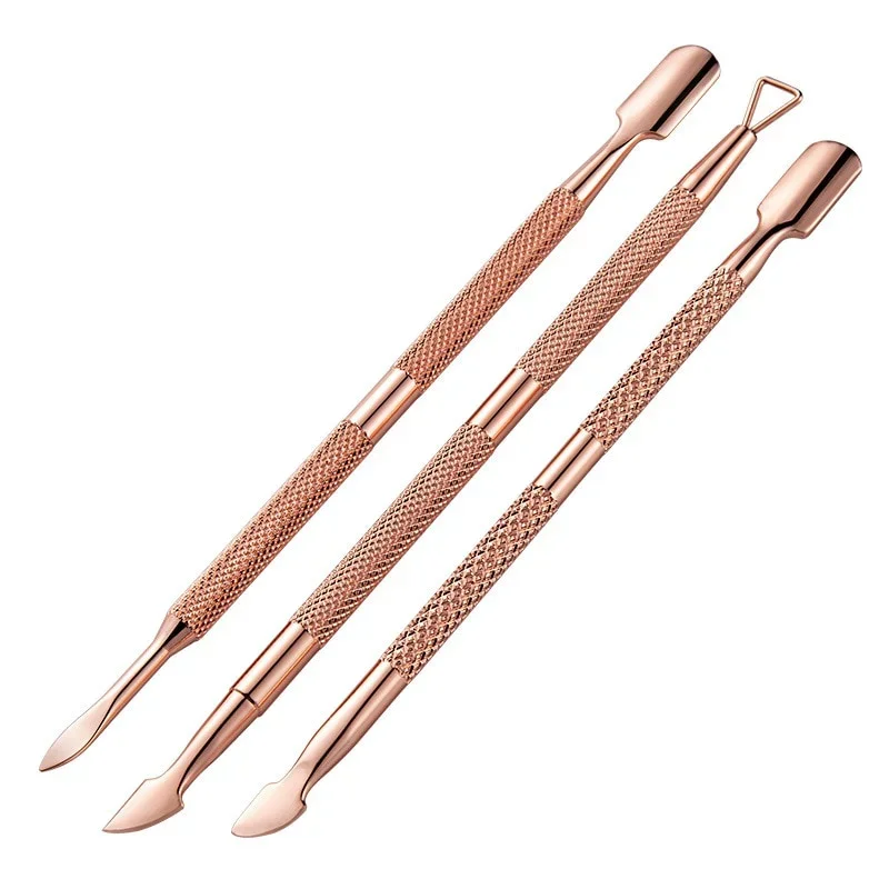 3 Stks/set Rvs Nail Cuticle Pusher Art Bestanden Gel Polish Verwijderen Manicure Care Groef Schoon Gereedschap