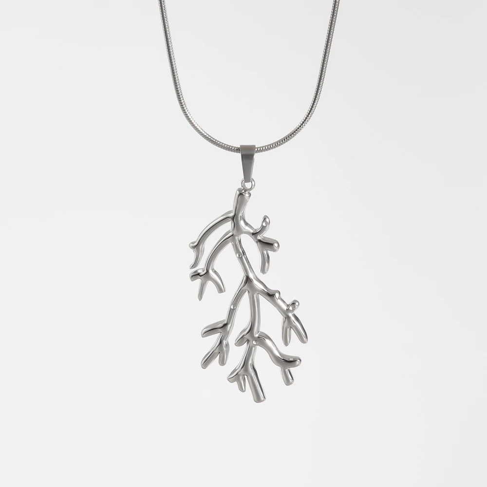304 Stainless Steel Silver Color Necklace For Woman Cute Charm Ocean Series Coral Fish Turtle Crab Lobster Pendant Necklaces