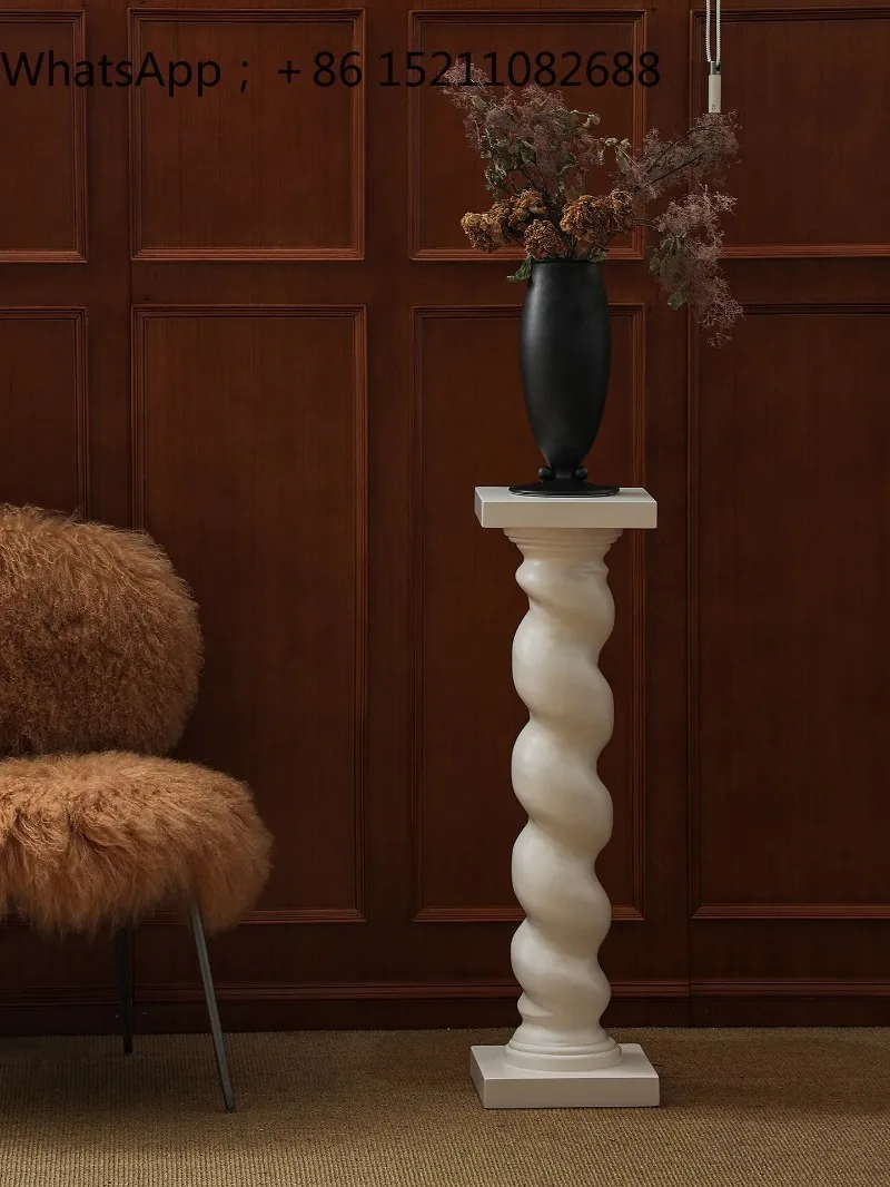 SCY medieval spiral base sculpture table cream wind white flower stand art column decorative floor ornament