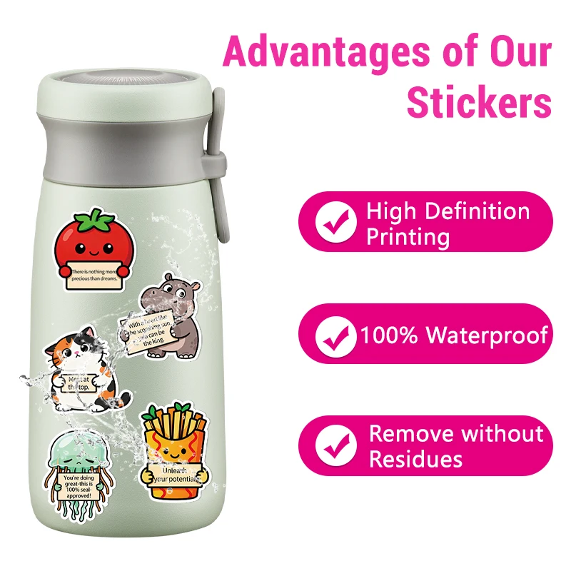 100 قطعة ملصقات الحيوانات الدعم العاطفي ملصق تأكيد تحفيزي مقاوم للماء شارات تأكيد الفينيل لزجاجات المياه #3