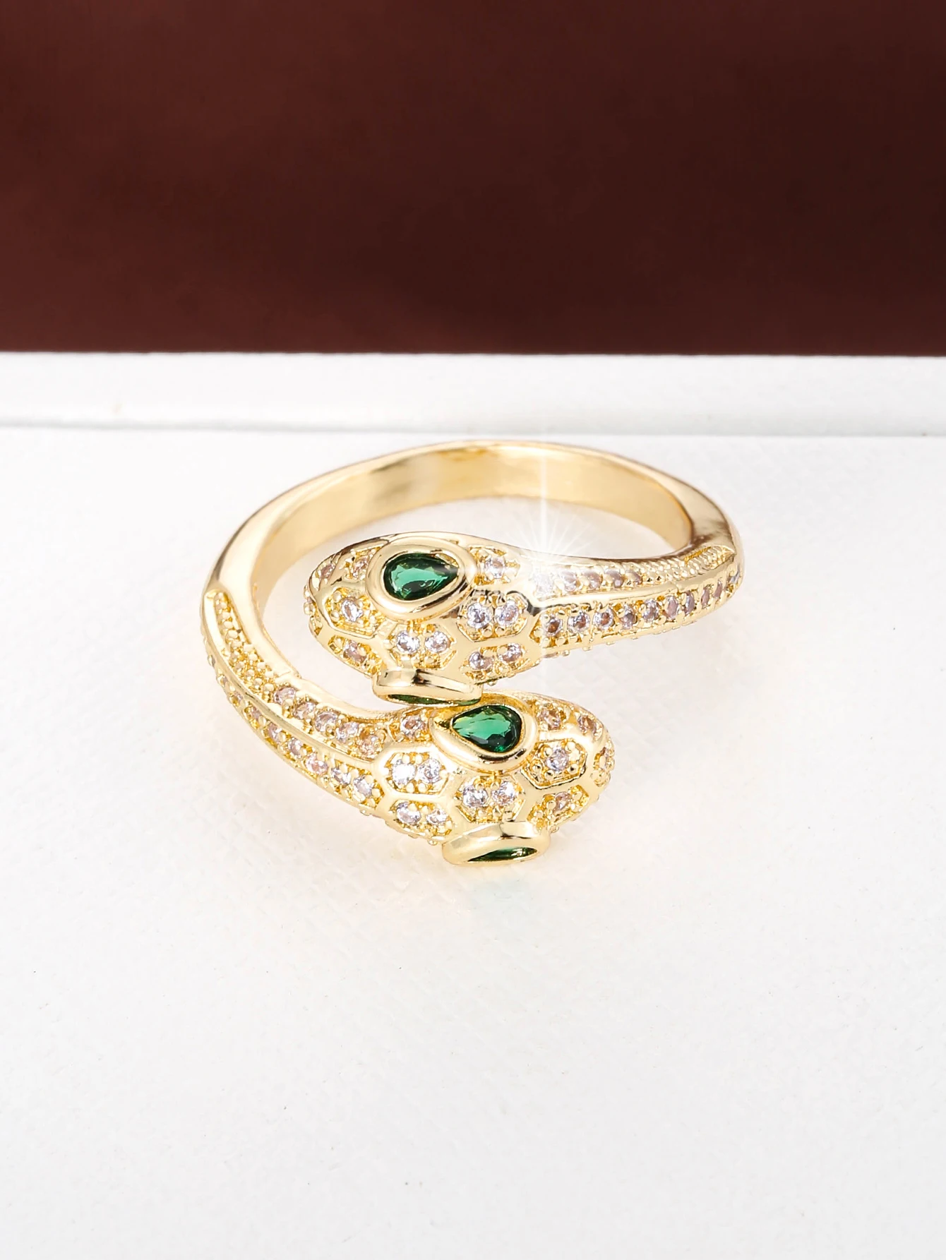 العصرية الأفعى على شكل التصميم الخطي الاصطناعية زركونيا قابل للتعديل المرأة خاتم للولائم والهدايا إكسسوار مجوهرات #3