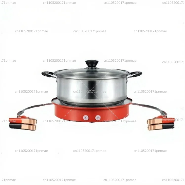 12V DC Electric Heating Cooker for Vehicle Solar Power, Portable Induction Cooktop No Inverter Needed