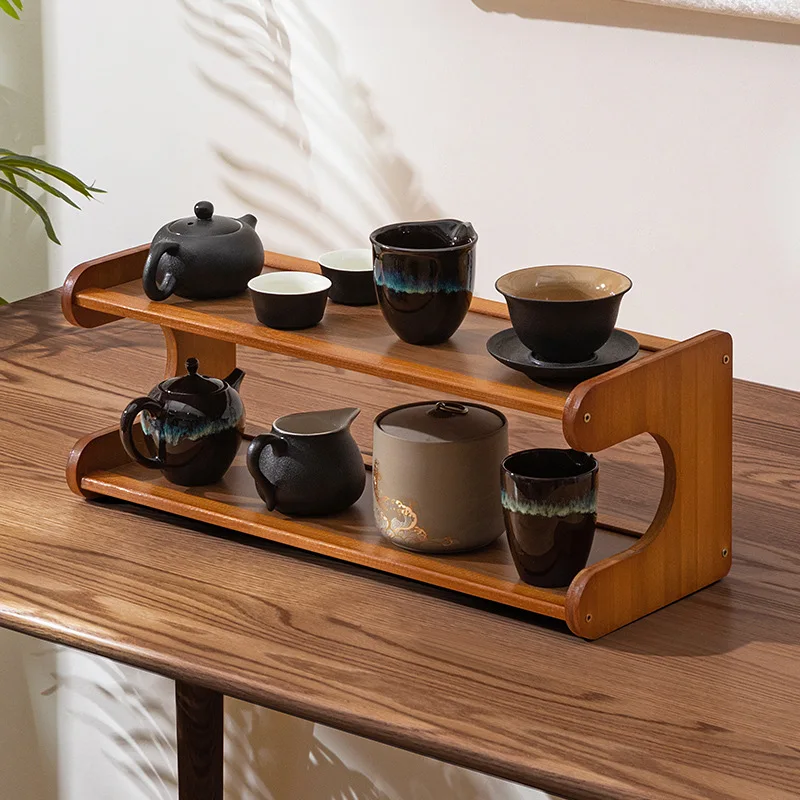 New Chinese desktop Bogu rack ornament modern small tea tea set cup holder storage