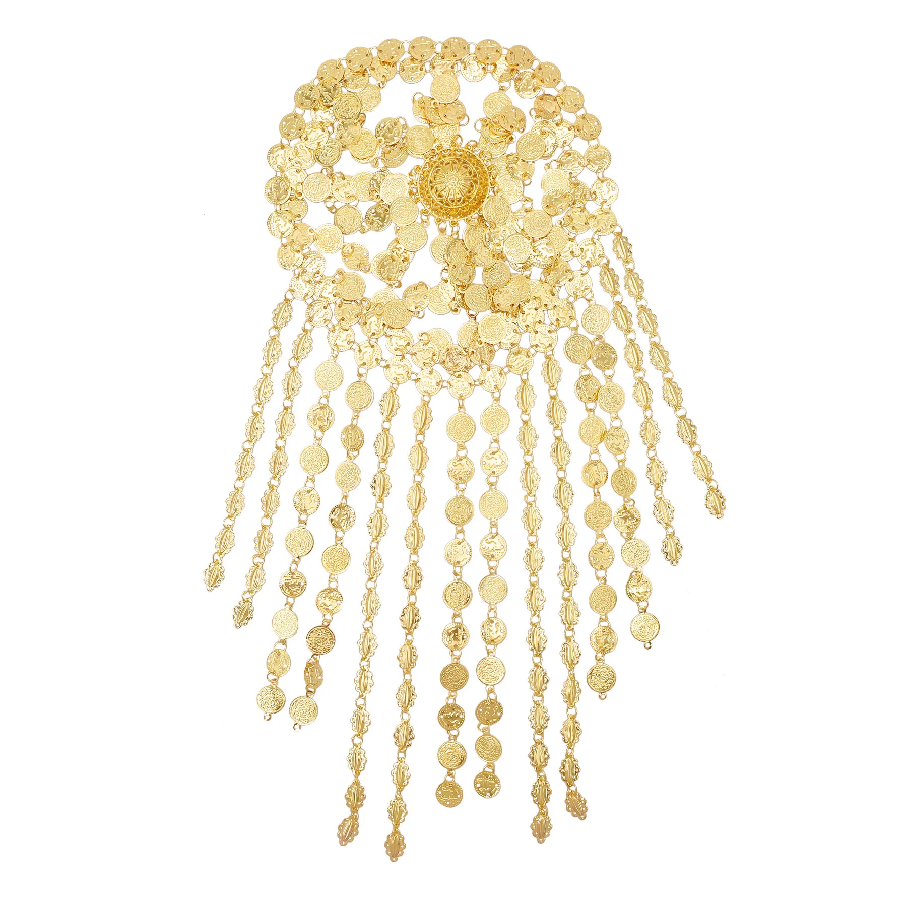 الذهبي طويل عملة سلاسل قبعة أغطية الرأس إكسسوارات الشعر للنساء خمر الرقص الهندي التقليدي العرقي أنثى الشعر مجوهرات هدية