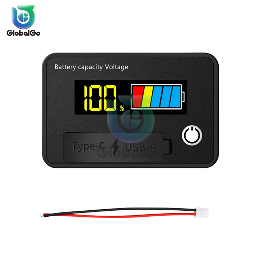 

DC 8-30V LCD Digital Battery Voltmeter Capacity Indicator Lithium Acid Battery Voltage Tester Meter Tool USB TypeC Output