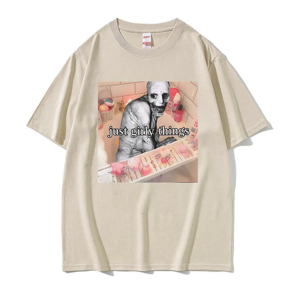 Just Girly Things زاحف ميمي Horrorcore الجمالية الجرافيك تي شيرت الرجال النساء الملابس موضة خمر تي شيرت المتضخم تي شيرت #6