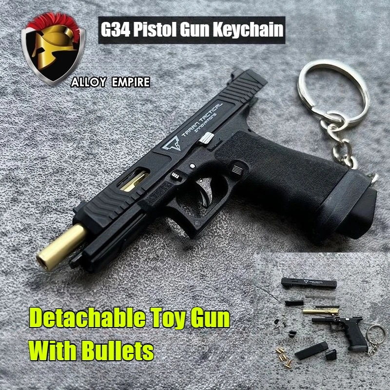 New Alloy Empire G34 Pistol 1:3 Size Gun Throw Shells Alloy Keychain Toy Hand Grab Model Decoration Crafts Figurines & Miniature