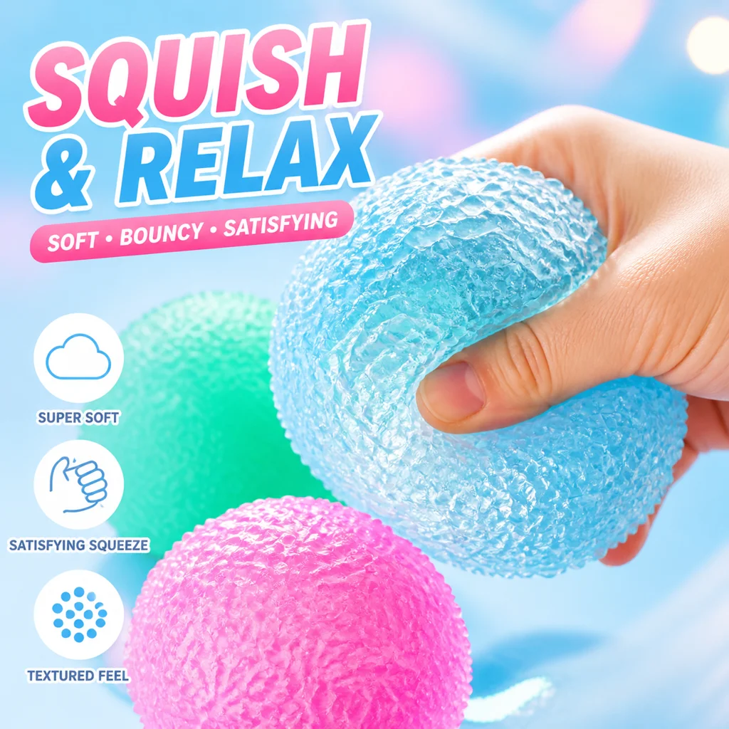 Fun Multicolor Ice Ball Squeeze Toy Soft Pop and Pinch Sensory Fidget for Stress Relief The Cute Halloween Christmas Gift