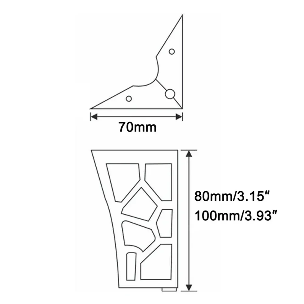 Pés da substituição dos pés da mobília do ferro com parafusos, pé do armário, tabela do sofá, armário está, 3,15 dentro, 3.93in, 4 PCes