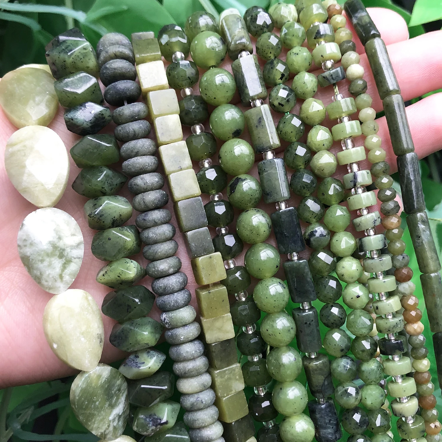 

Natural Stone Green Jades Cylinder Square Irregular Faceted Round Loose Spacer Beads for Jewelry DIY Bracelet Making Accessories