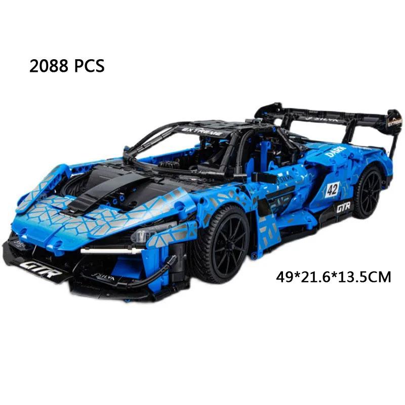 Technical Build Block 1:10 Scale Senna Gtr Concept Rc Super Sport Car Model 2.4ghz Remote Control Vehicle Brick Pull Back Toys