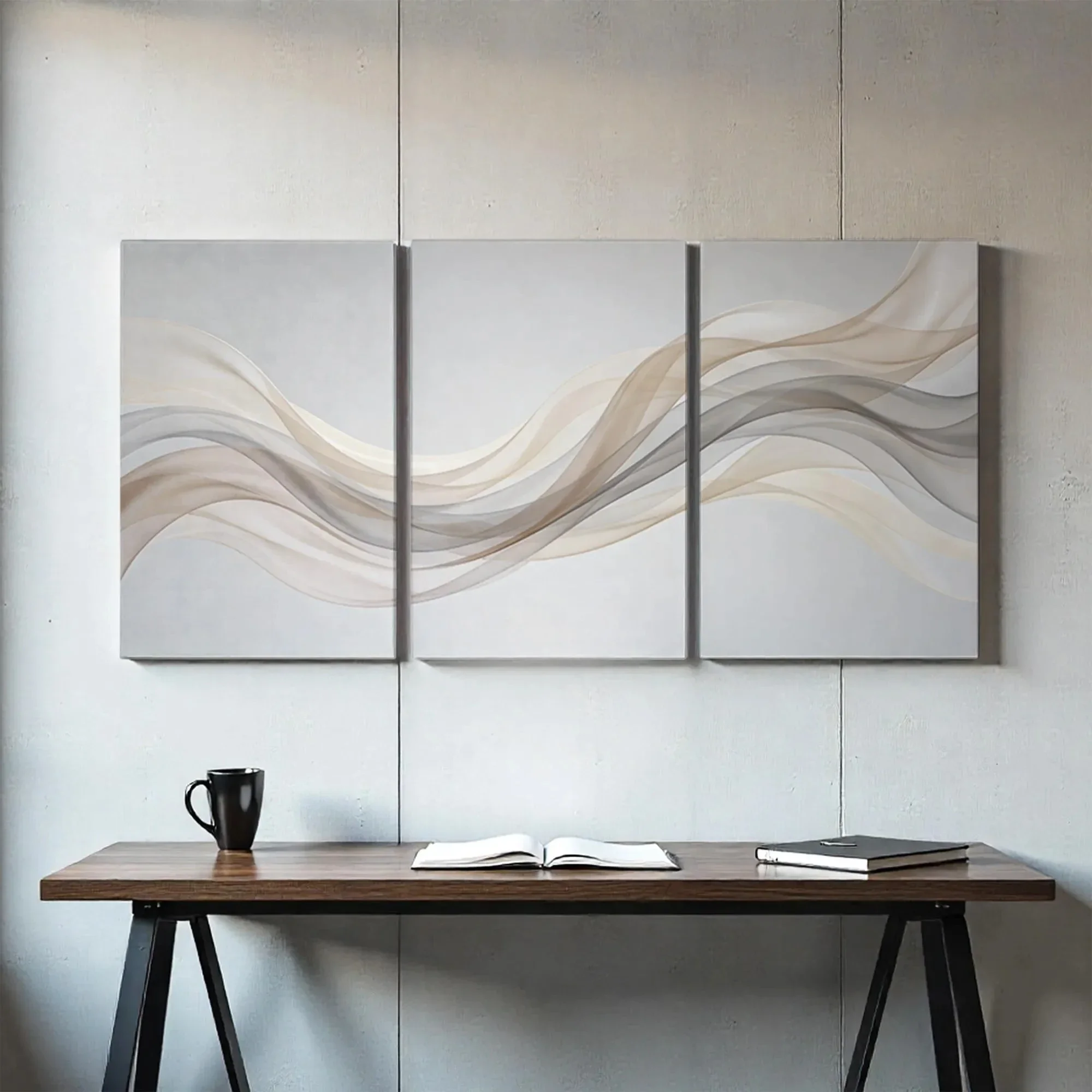 3pcs frameless Canvas Painting 3pcs Abstract Flowing Line Canvas Wall Art,Wave Ribbon Painting, Minimalist Modern Abstract Canva