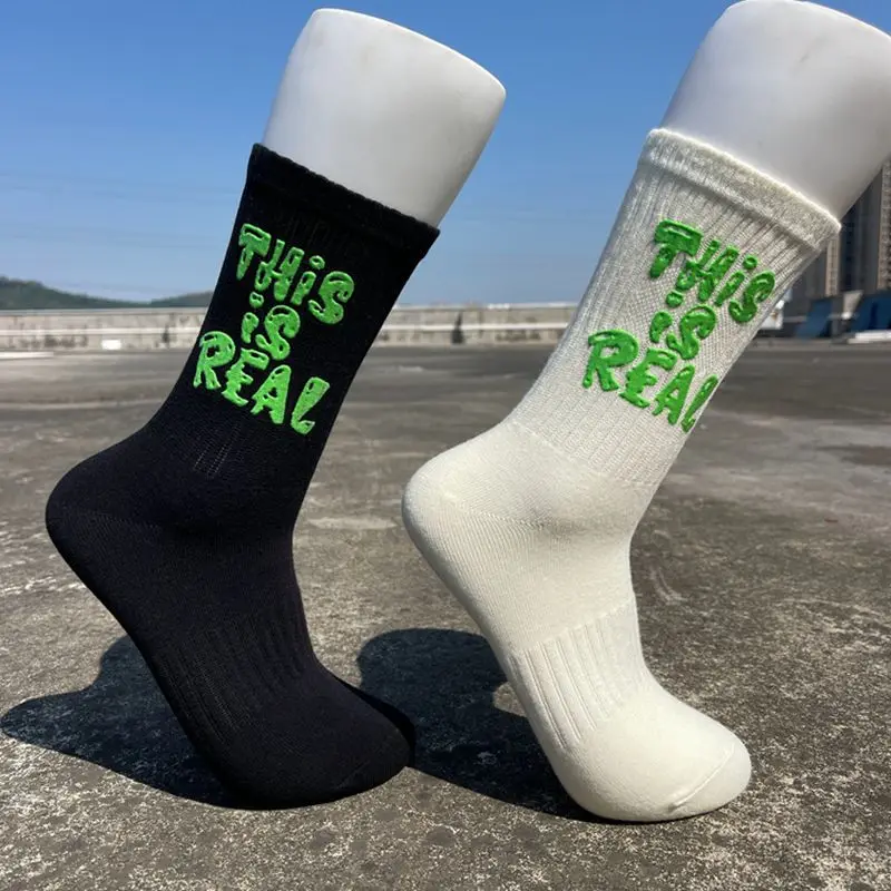 

Unisex Socks Letters Printed Simple Mid Tube Socks Suit in Every Seasons for Daily Sports Men Happy Cotton Socks