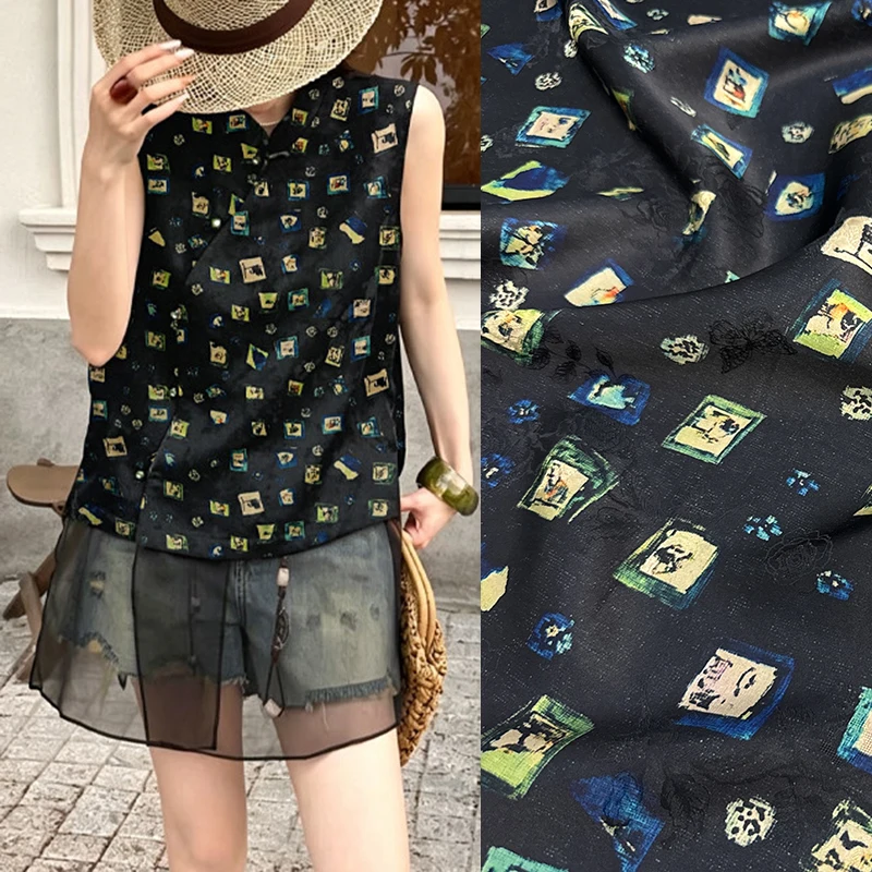 tissu-en-soie-hualuo-noir-imprime-geometrique-ajoure-de-114-cm-de-large-pour-la-couture-diy-robe-d'ete-douce-chemisier-pantalon-pyjama-r6776